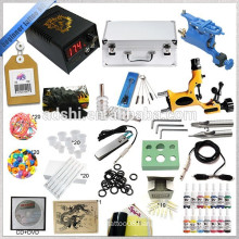 Hot sell starter 2 rotary tattoo kit with teaching CD, Complete tattoo kit with power supply needles inks and tattoo accessories